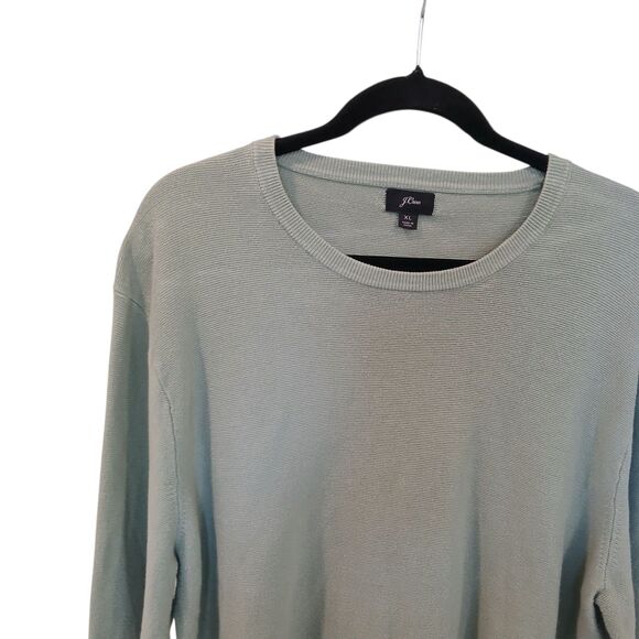 J Crew Sweatshirt Womens XL Mint Green Crew Neck Pullover Waffleknit Lightweight - Picture 3 of 12